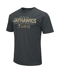 Men's Colosseum Heathered Black Kansas Jayhawks Oht Military-Inspired Appreciation Flag 2.0 T-shirt