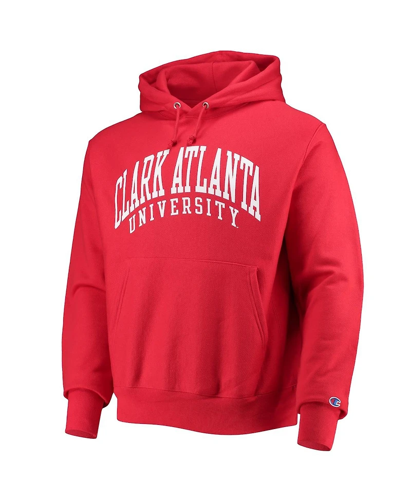 Men's Champion Red Clark Atlanta University Panthers Tall Arch Pullover Hoodie