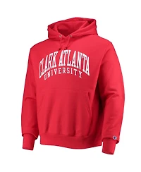 Men's Champion Red Clark Atlanta University Panthers Tall Arch Pullover Hoodie