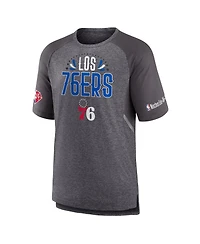 Men's Fanatics Heathered Gray Philadelphia 76ers 2022 Noches Ene-Be-a Core Shooting Raglan T-shirt