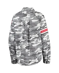 Women's The Wild Collective Gray Ohio State Buckeyes Camo Flannel Button-Up Long Sleeve Shirt