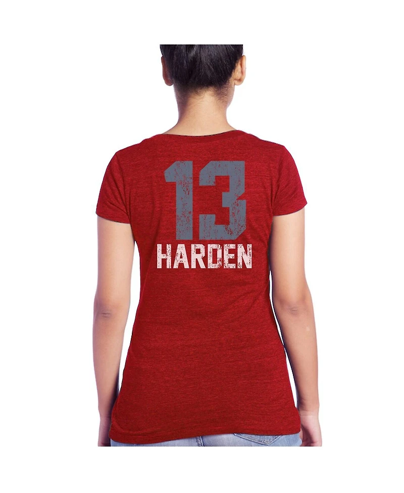 Women's Majestic Threads James Harden Red Houston Rockets Name & Number Tri-Blend T-shirt