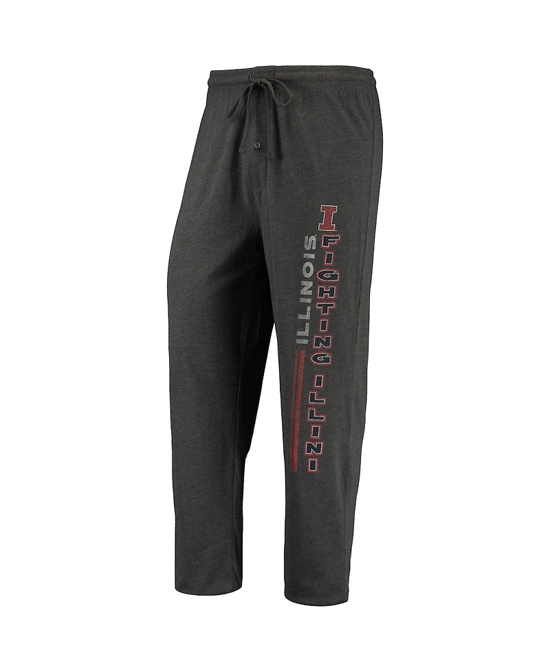 Men's Concepts Sport Heathered Charcoal, Navy Illinois Fighting Illini Meter T-shirt and Pants Sleep Set