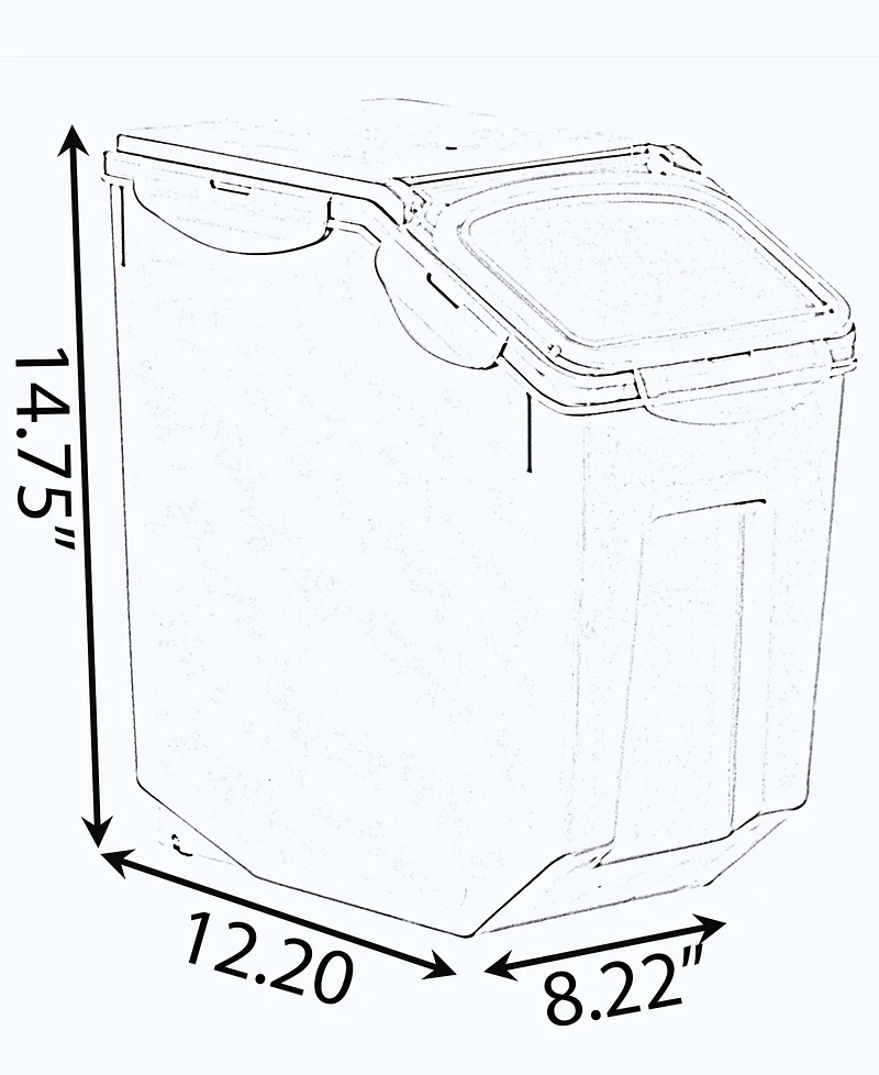 Large Plastic Storage Food Holder Containers with a Measuring Cup and Wheels, Set of 3