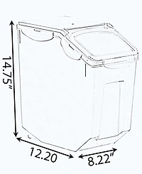 Large Plastic Storage Food Holder Containers with a Measuring Cup and Wheels, Set of 3