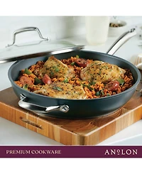 Anolon Accolade Forged Hard-Anodized Nonstick Deep Frying Pan with Lid, 12-Inch, Moonstone