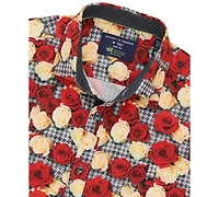 Men's Slim Fit Non-Iron Floral-Print Performance Stretch Dress Shirt