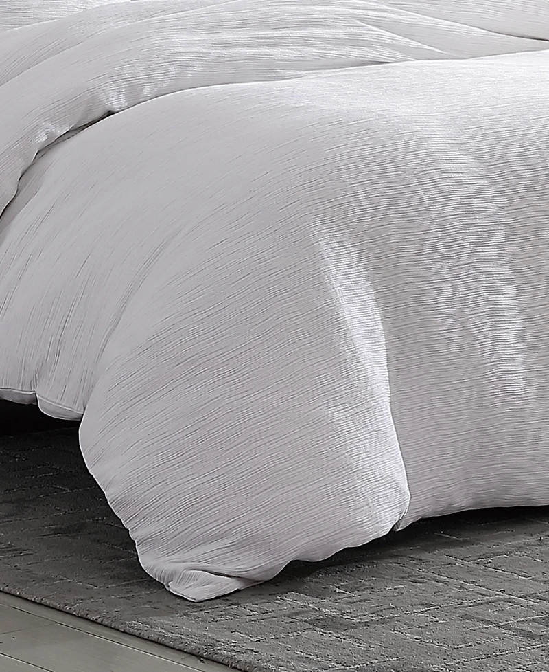 Vera Wang Solid Textured Pleats 3-Pc. Duvet Cover Set