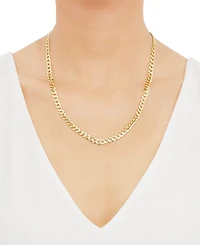 Concave Curb Link 20" Chain Necklace in 14k Gold-Plated Sterling Silver