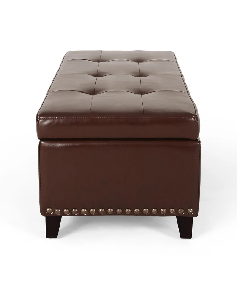 Gavin Contemporary Storage Ottoman with Nailhead Trim