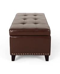 Gavin Contemporary Storage Ottoman with Nailhead Trim