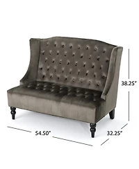 Leora Modern Glam Tufted Wingback Loveseat