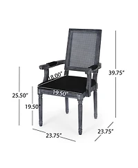 Maria French Country Wood And Cane Upholstered Dining Chair Set, 2 Piece