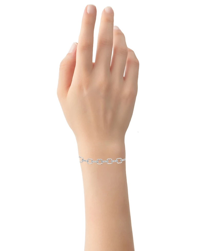 Diamond Square Link Bracelet (1/6 ct. t.w.) in Sterling Silver