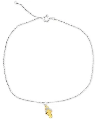 Diamond Accent Flip-Flop Sandal Ankle Bracelet in Sterling Silver & 14k Gold-Plate