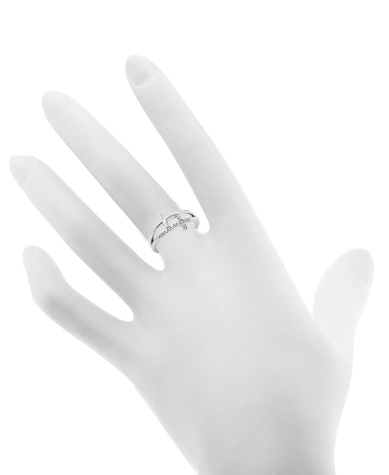 Diamond Double East-West Cross Ring (1/10 ct. t.w.) in Sterling Silver