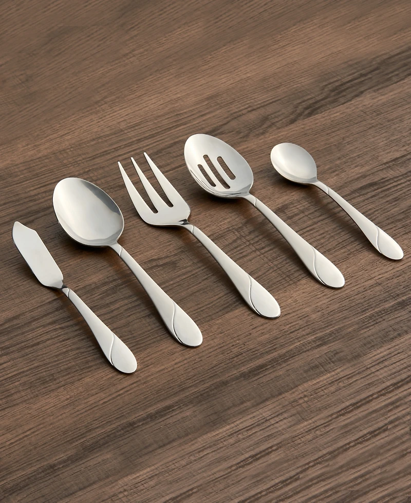 Cambridge Silversmiths Swirl Sand 89-Piece Flatware Set, Service for 12