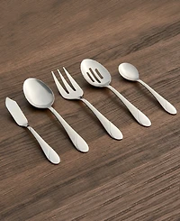 Cambridge Silversmiths Swirl Sand 89-Piece Flatware Set, Service for 12