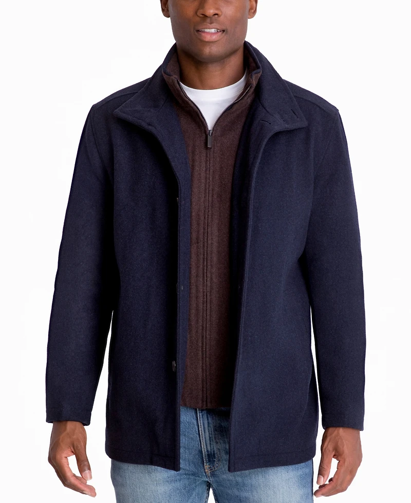 London Fog Men's Wool-Blend Layered Car Coat, Created for Macy's