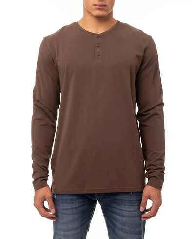 X-Ray Men's Soft Stretch Henley Neck Long Sleeve T-shirt