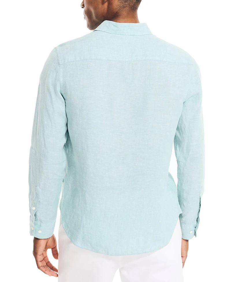 Nautica Men's Classic-Fit Long-Sleeve Button-Up Solid Linen Shirt
