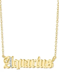 Diamond Accent Zodiac Name 18" Pendant Necklace Sterling Silver or 14k Gold-Plated