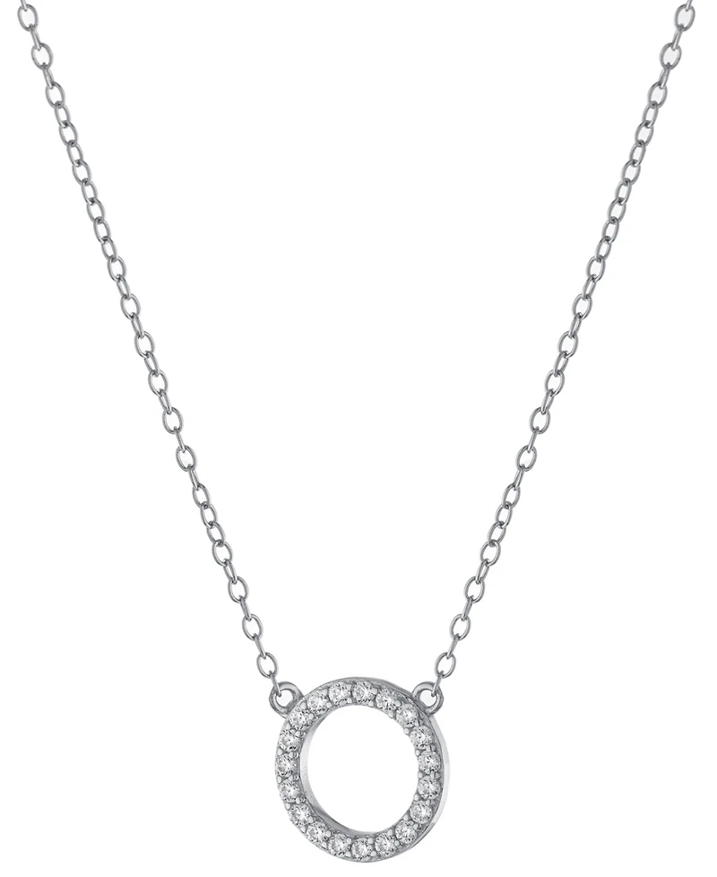 Giani Bernini Cubic Zirconia Circle Pendant Necklace, 16" + 2" extender, Created for Macy's