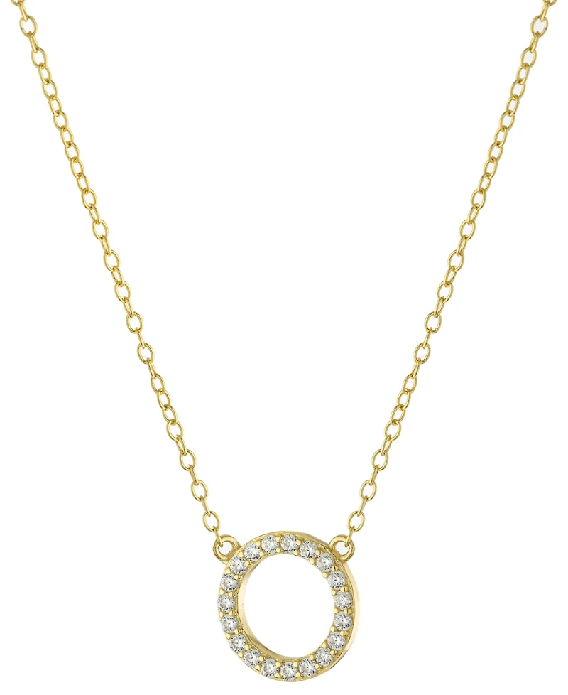 Giani Bernini Cubic Zirconia Circle Pendant Necklace, 16" + 2" extender, Created for Macy's