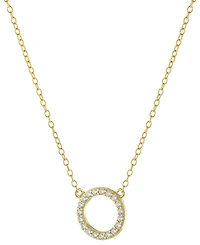Giani Bernini Cubic Zirconia Circle Pendant Necklace, 16" + 2" extender, Created for Macy's