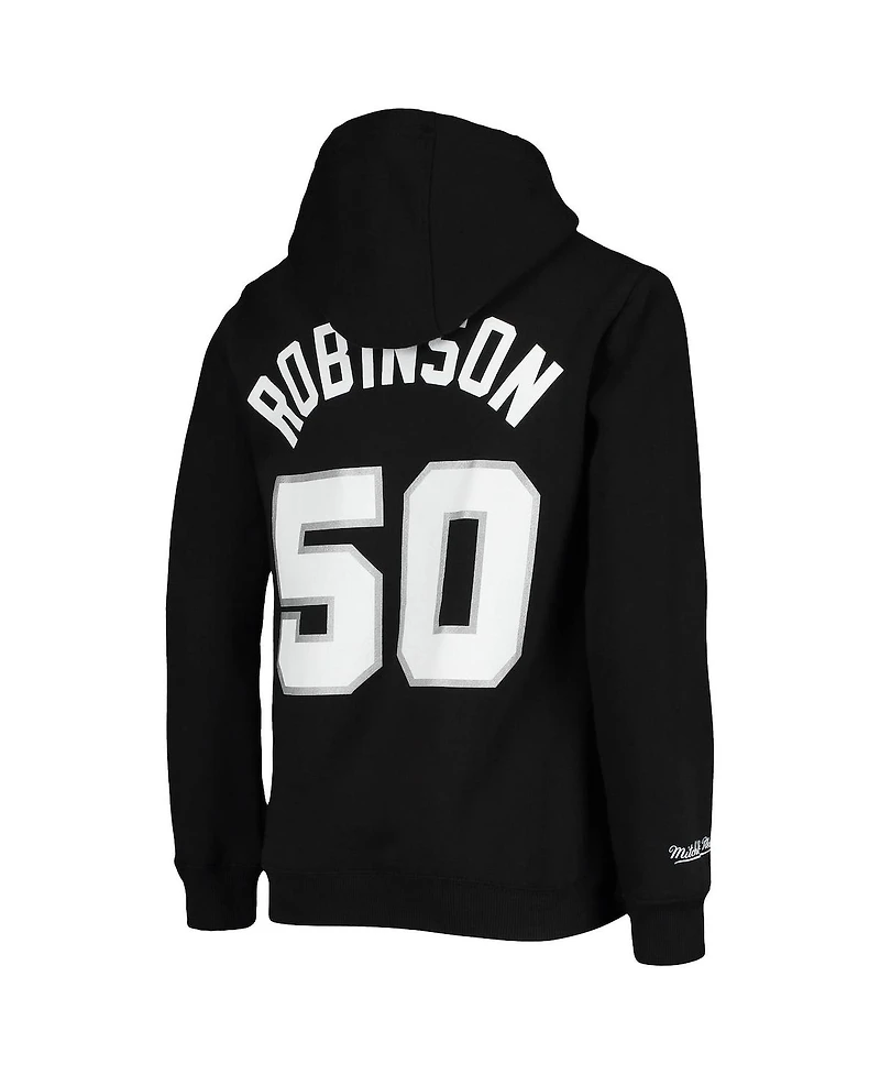 Big Boys and Girls Mitchell & Ness David Robinson Black San Antonio Spurs Hardwood Classics Name and Number Pullover Hoodie