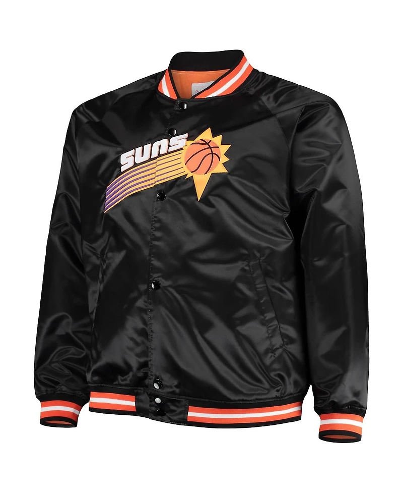 Men's Mitchell & Ness Black Phoenix Suns Big and Tall Hardwood Classics Raglan Satin Full-Snap Jacket