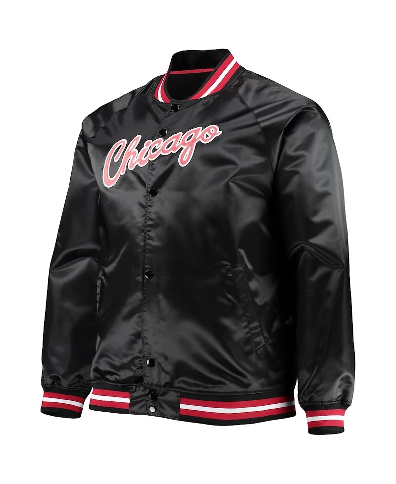 Men's Mitchell & Ness Chicago Bulls Big and Tall Hardwood Classics Raglan Satin Full-Snap Jacket
