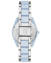 Anne Klein Women's Silver-Tone and Light Blue Solar Ocean Work Plastic Bracelet Watch, 38.5mm