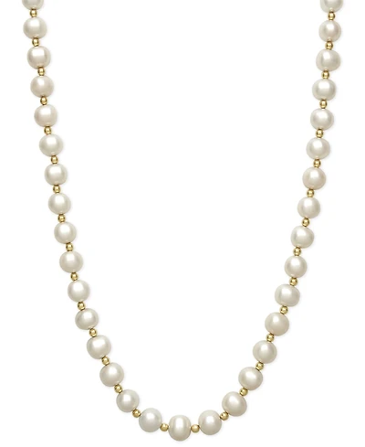 Belle de Mer Cultured Freshwater Pearl (7-1/2mm) and Bead Necklace in 14k Gold