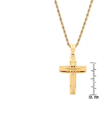 Steeltime 18k Gold Plated Stainless Steel Cut Accented Cross Pendant