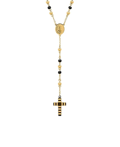 Steeltime Men's 18k Gold Plated Stainless Steel and Ion Plating Rosary Necklace
