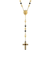 Steeltime Men's 18k Gold Plated Stainless Steel and Ion Plating Rosary Necklace