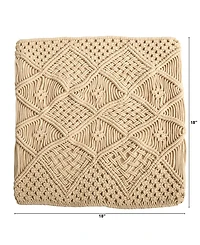 Boho Cross Woven Macrame Decorative Pillow Cover, 18"