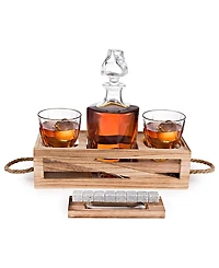 Whiskey Decanter and Cigar Glass Gift Set, 14 Piece