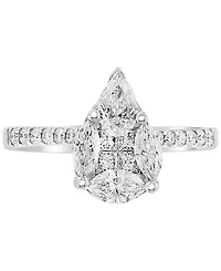 Effy Diamond Pear Shaped Cluster Engagement Ring (1-1/5 ct. t.w.) in 14k White Gold