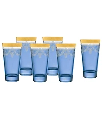 Lorren Home Trends Highball 6 Piece Gold Band Glass Set