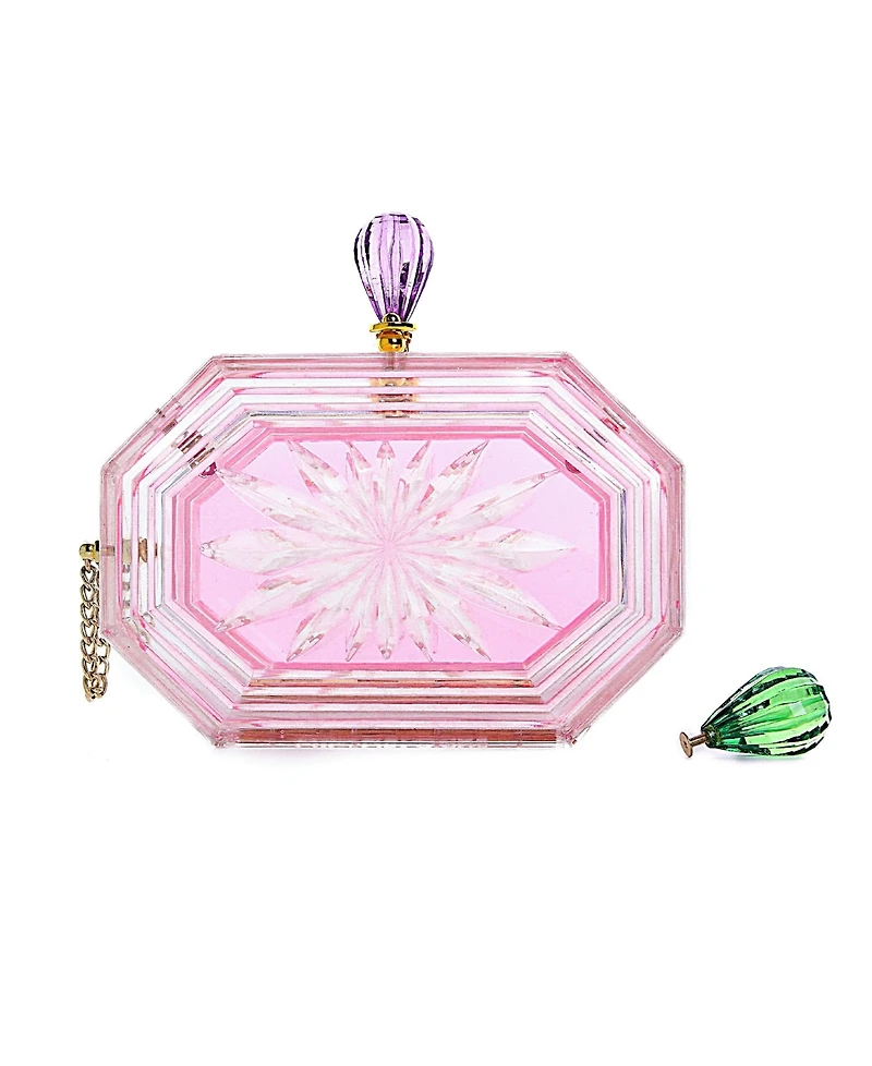 Women's Perfume Bottle Clear Flower Cut Acrylic Clutch