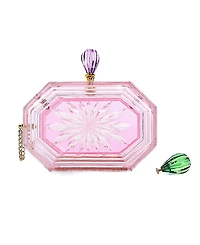 Women's Perfume Bottle Clear Flower Cut Acrylic Clutch