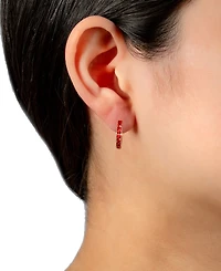 Giani Bernini Red Crystal Small Hoop Earrings in Sterling Silver, 0.59", Created for Macy's
