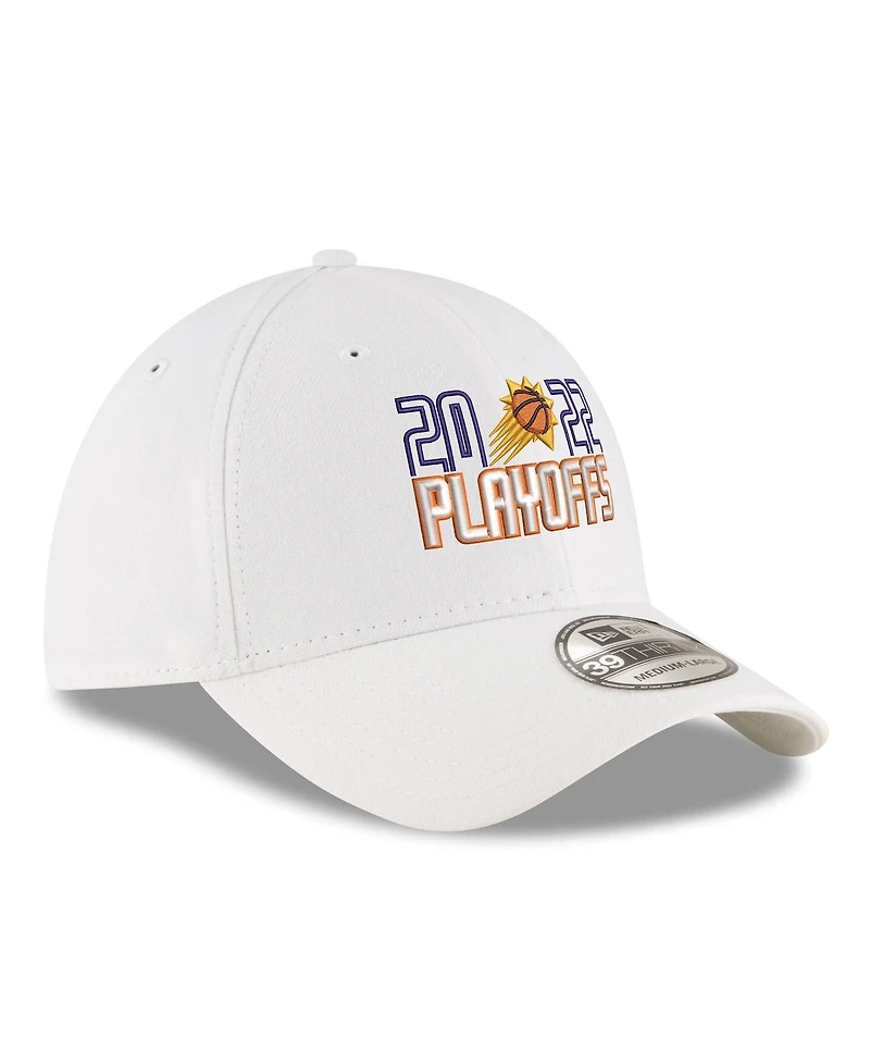 Men's New Era White Phoenix Suns 2022 Nba Playoffs Bubble Letter 39THIRTY Flex Hat