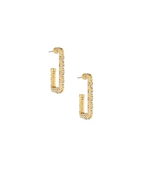 Ettika 18k Gold-Plated Pave-Studded Rectangle Hoop Earrings