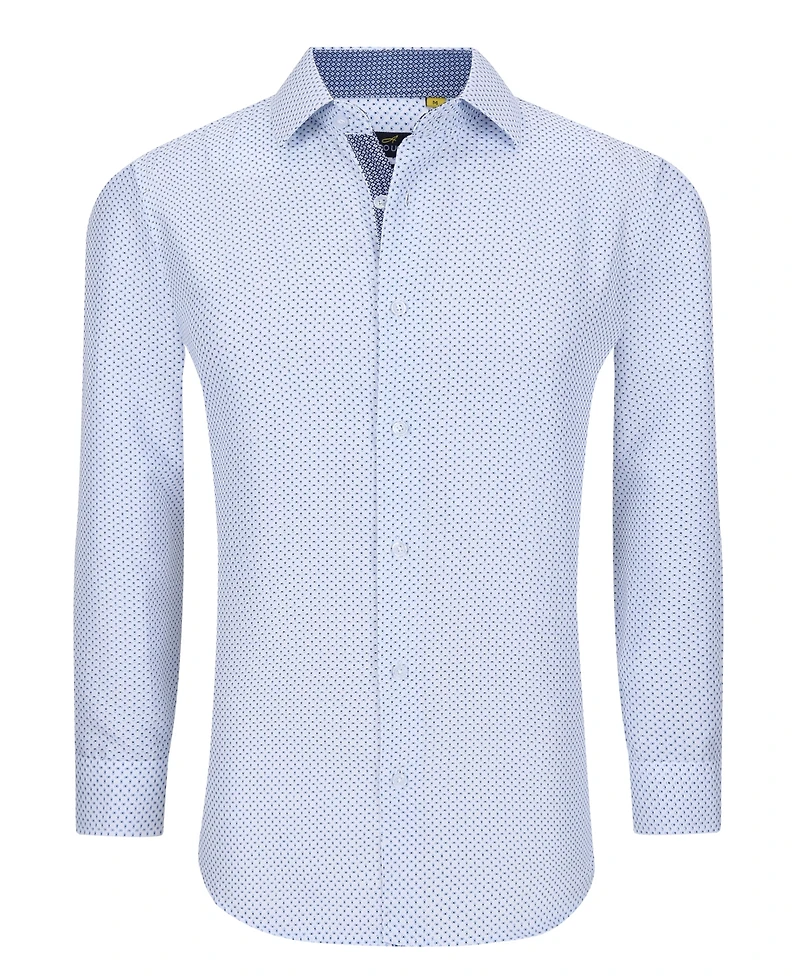Men's Business Geometric Long Sleeve Button Down Shirt