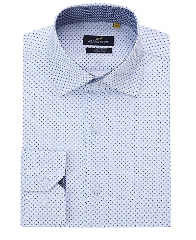 Men's Business Geometric Long Sleeve Button Down Shirt