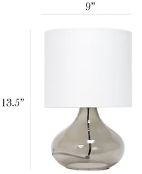 Simple Designs Glass Raindrop Table Lamp with Fabric Shade, Green with White Shade