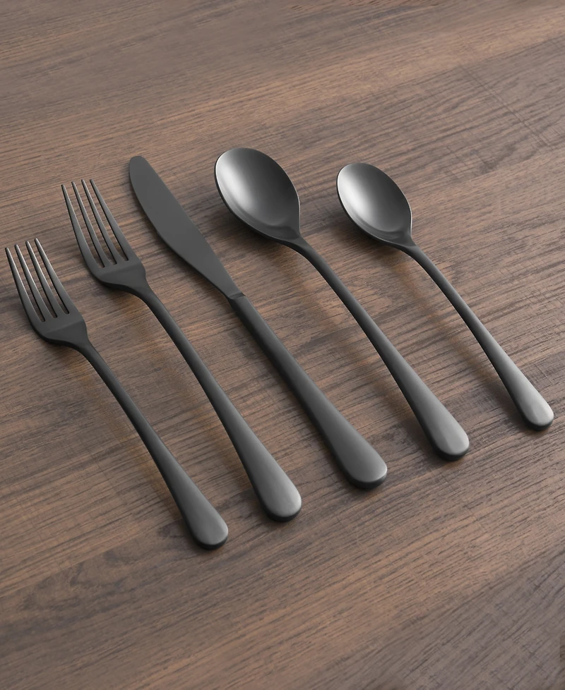 Cambridge Silversmiths Xyla Black Satin Flatware Set, 20 Piece